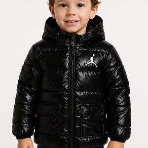 Jordan Black Puffer Jacket with White Jumpman Logo